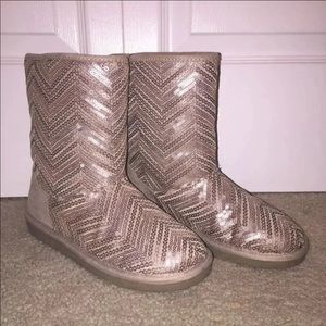 Justice girls 4 matte gold chevron sequin boots